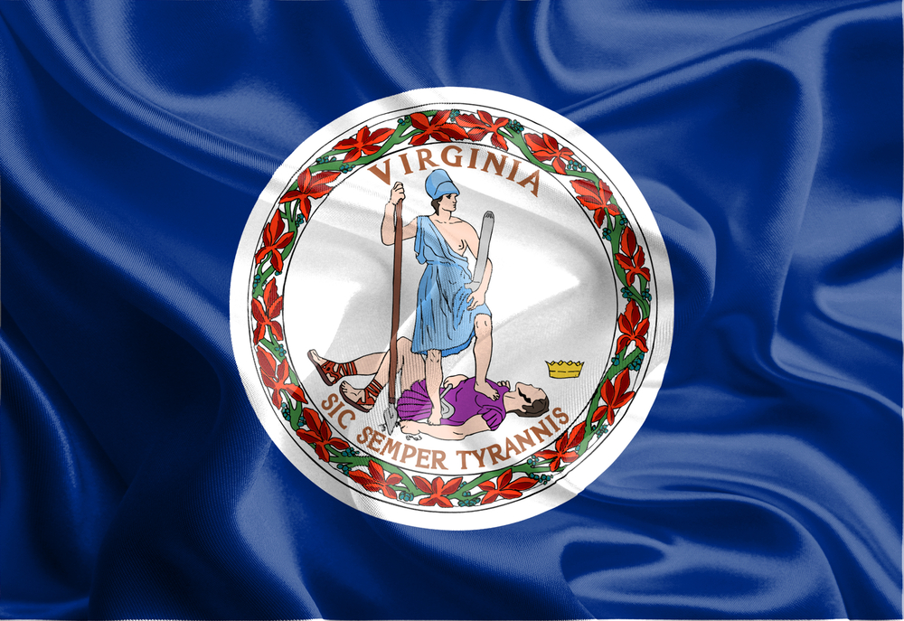 Waving Fabric Flag of Virginia