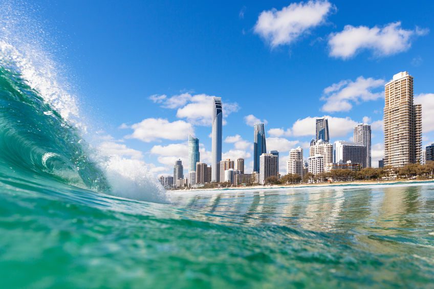 View from the water of Surfers Paradise on the Gold Coast